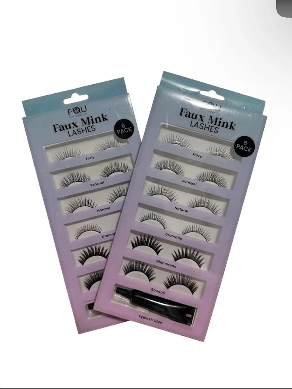 12 pair of Faux Mink Lashes (2) 6-Pack Set - Black